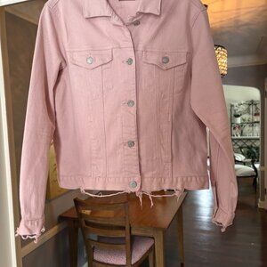 NWOT Judy Blue Mauve Pink Cropped Jean Jacket. Size M